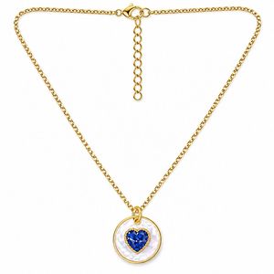 Collar con Colgante de Corazón Azul Chapado en Oro Antideslustre de JeweleMarket para Mujeres y Niñas, Cadena con Dije de Perla de Imitación, Estilo Clásico - Product Image 3