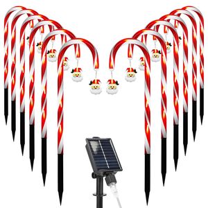Lumières solaires de Noël en forme de canne à sucre IP44 étanches à 72 LED, 12 cannes à sucre, décorations de Noël extérieures, éclairage vacillant pour marquage de chemin - Product Image 4