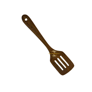 Spatule en bois naturel à fentes, outil de cuisine léger pour faire sauter et servir - Product Image 4
