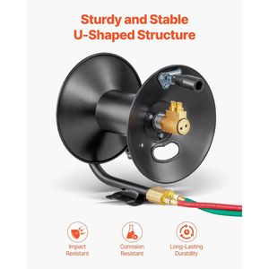 Avvolgitubo per saldatura in acciaio resistente con tubo di ingresso da 3FT e raccordi B F da 9/16"-18, avvolgimento manuale a manovella, montaggio a soffitto/parete - Product Image 4