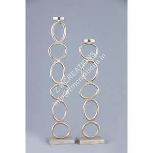 Linked Oval Metal Pillar Candle Holder <b>Gift</b> Set Handmade Tabletop Display Decor for Christmas & <b>Easter</b> Home Interior - Product Image 1