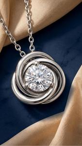 Round Brilliant Diamond Swirl <b>Pendant</b> Necklace in <b>Solid</b> White <b>Gold</b> Modern Solitaire Diamond <b>Pendant</b> Minimalist Fine Jewelry Gift - Product Image 3