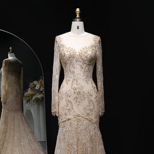 Jancember LSZ122 Glaromousレースパターン長袖シャンパンマーメイド結婚パーティープロムス - Product Image 3