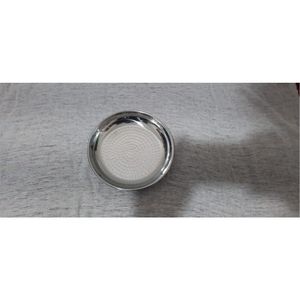 Plateau de service en argent martelé - Grand plateau rond en acier inoxydable pour buffet, élégant pour la restauration et les réceptions de mariage - Product Image 2