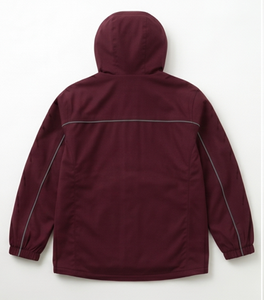 Veste coupe-vent à capuche pour homme, couleur bordeaux, décontractée, en polyester enduit PU, coupe classique, pour l'automne - Product Image 2