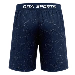 Shorts d'entraînement athlétiques bleu marine à imprimé marbré avec taille élastique, légers, respirants, pour le sport, la gym et la performance - Product Image 2