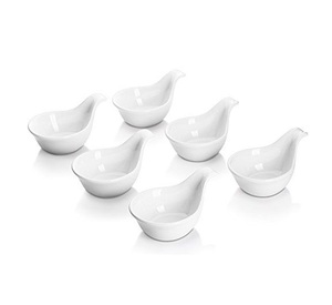 Mini tazas de salsa de porcelana con asa, apilables, blancas, tipo pincho, y juego de cuencos para degustación de tapas para catering en cocinas modernas - Product Image 2