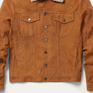 Customizable Classic Style <b>Suede</b> Leather <b>Jacket</b> Stand Front Eco-Friendly Durable Comfortable Construction Suitable for Daily - Product Image 3