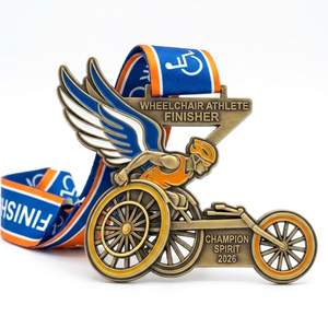 Médailles personnalisées pour fauteuils roulants sportifs, impression UV, plaquées or, émail souple, avec rubans personnalisés pour commandes en gros - Product Image 1