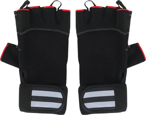 Half <b>Finger</b> Fitness Gloves Black Neoprene Adjustable Wrist <b>Strap</b> for Weight Lifting Gym Unisex - Product Image 2