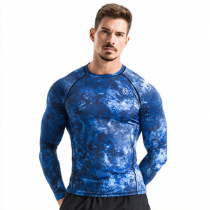 Long Sleeve <b>Compression</b> Rash Guard 100% Polyester Workout Athletic <b>Shirt</b> Men's Quick Dry Crew Neck <b>Compression</b> <b>Shirts</b> Men - Product Image 2
