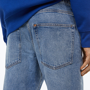Jean en denim délavé bleu classique pour homme, coupe droite, poids moyen, respirant, écologique, style décontracté vintage streetwear - Product Image 5