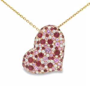 Round Cut Moissanite Diamond Heart <b>Ruby</b> Pendant <b>Necklaces</b> Pave Set Adjustable 37cm Cable Chain Luxury Jewelry 14K 18K Solid Gold - Product Image 2