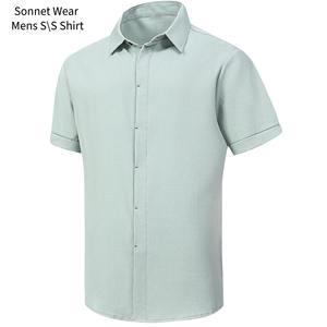 Chemises en lin pour hommes, manches courtes, décontractées, boutonnées - Product Image 3