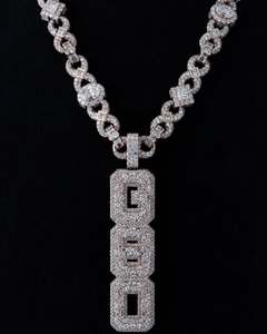 สร้อยคอจี้รูปอินฟินิตี้ประดับมอสซาไนต์ชุบทองคำขาว 925 สำหรับผู้ชายและผู้หญิง เครื่องประดับฮิปฮอป - Product Image 4