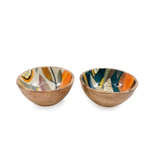 Bol de service en bois d'acacia très tendance, finition émaillée, décoratif, sûr pour les aliments, bol à salade, pour collations, élégant et rustique - Product Image 4