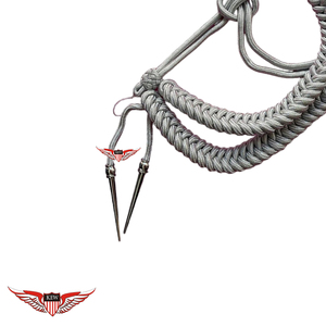 German Silver <b>Braided</b> Aiguillette Shoulder Aluminum Silver Adjutant's Aiguillette <b>Cord</b> With Metallic Tip - Product Image 2