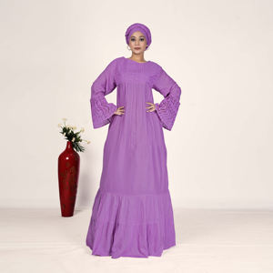 Vestido Largo Kaftan de Rayón para Mujer, Estilo Islámico Árabe de Dubái, con Bordado Chikankari Schiffli y Mangas Holgadas - Product Image 1