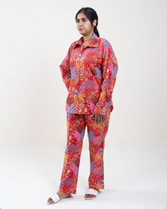 Main bloc coton imprimé multicolore femmes imprimé fleuri cordon ensemble concepteur belles chemises ethniques & pyjama cordon ensemble - Product Image 2