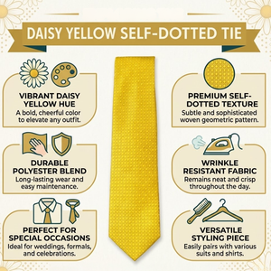 เนคไทโพลีเอสเตอร์ลายจุดสีเหลืองเดซี่ |   เนคไทพรีเมียม อุปกรณ์เสริมสำหรับงานทางการที่หรูหรา |   ของขวัญงานแต่งงานสำหรับธุรกิจ ดีไซน์ทันสมัย คลาสสิก - Product Image 5