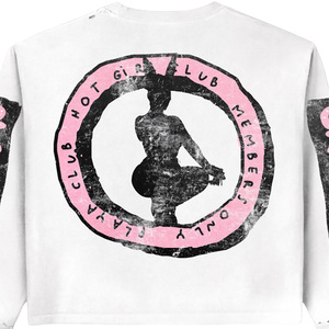 T-shirt pour homme en jersey décontracté à manches longues, coupe régulière, col rond, avec imprimé Hot Girl Club sur le dos, blanc - Product Image 5