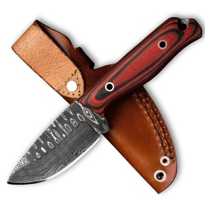 Cuchillo de Caza y Desollador de Acero de Damasco Forjado a Mano con Hoja Fija y Mango G10, ODM OEM, Regalo de Cumpleaños Perfecto para DIY - Product Image 1