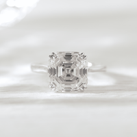 Bague solitaire de luxe en or blanc massif 14 carats avec diamant de laboratoire 5 carats, taille Asscher antique, double griffe, cadeau pour fiançailles