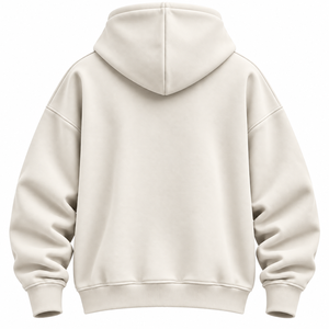 เสื้อฮู้ดดี้ผู้ชายสีขาวนวลแบบสั่งทำพิเศษ ทรงหลวม กระเป๋าจิงโจ้ ผ้าฝ้ายฟลีซ 100% 450 GSM พิมพ์ลายตามสั่ง คุณภาพพรีเมียม - Product Image 2
