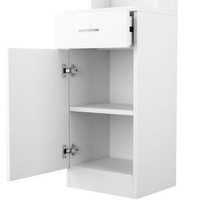 Mobiletto Alto da Bagno Bianco in Triamina Goffrata - Una Porta, Un Cassetto, Tre Scomparti - Product Image 5