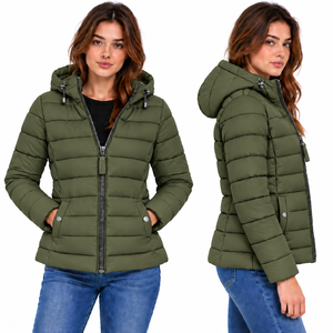 grey puffer jacket <b>women</b> hooded down coat winter quilted bubble outerwear casual slim fit <b>thermal</b> warm jacket OEM <b>clothing</b> - Product Image 5