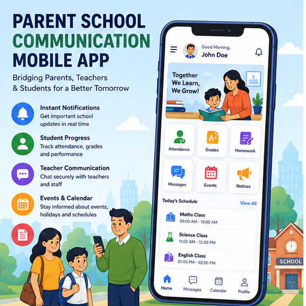 Custom Brand Linux Internet-Based School Management Parent Communication Mobile App with Notices Attendance Class Updates Stock