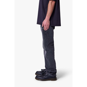 Jean taille haute coupe skinny droite respirant avec ourlet fendu en denim délavé clair pour femme, décontracté, longueur intégrale, en coton délavé à la pierre - Product Image 1