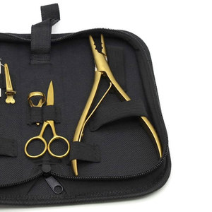 High Quality Professional Stainless Steel Hair Extension and <b>Beading</b> Tool Kit with Storage Case Durable Scissors Pliers <b>Needles</b> - Product Image 3