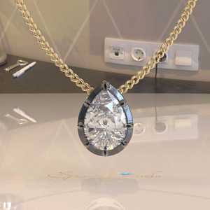Georgian Style Cut Set Octagon Cut Moissanite Pendant Necklace 14K Gold IGI Certified Luxury <b>Rope</b> <b>Chain</b> - Product Image 1