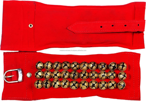 Ghungroo Metálico Hecho a Mano de Primera Calidad con Almohadilla de Terciopelo, 3 Líneas, 30 Campanas, Color Rojo, para Práctica y Actuación de Danza Clásica Kathak - Product Image 4