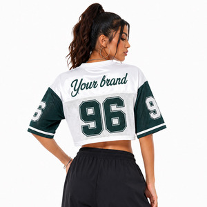 Camiseta Corta Estilo Y2K para Mujer, Jersey de Fútbol Americano Oversize, Venta al Por Mayor, Malla de Poliéster Ligera, Impresión de Letras por Sublimación Personalizada - Product Image 2