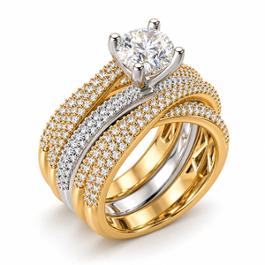 Anillo de Diamantes de Laboratorio de 2 Quilates con Banda Pavé Cruzada, Oro de 14K de Dos Tonos, Anillo de Compromiso de Lujo, Joyería Personalizada OEM - Product Image 1