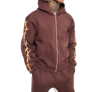 Personalizado 100% algodón en blanco de peso pesado transpirable polar chándal Jogging traje con capucha y pantalones de chándal conjuntos hombres chándales - Product Image 6