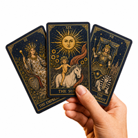 Cartes de tarot et d'oracle de luxe avec impression personnalisée, logo sur mesure, dorure à chaud et bordure noire, fabrication OEM en gros