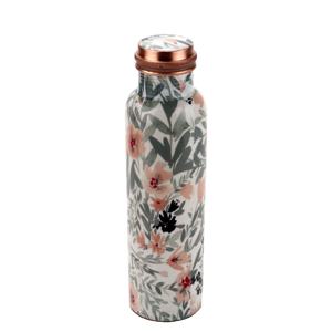Custom Logo Pure Copper <b>Water</b> <b>Bottle</b> <b>White</b> Base Multicolor Floral Design Metal Hydration Vessel Jointless Body - Product Image 6