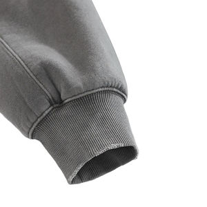 Sweat-shirt ample lavé de haute qualité, coupe courte, en molleton, avec logo personnalisé pour homme, à capuche, pour l'automne et l'hiver, uni, teint - Product Image 4