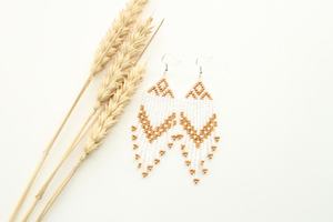 UO Multicolor Turquoise Geometric Beaded <b>Drop</b> Earrings Women's Bohemia Style Linen Thread White Gold Pattern Fashion Jewelry - Product Image 6