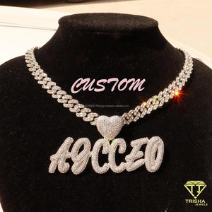 Personalized Hip Hop <b>Name</b> Pendant Moissanite Diamond Necklace Bling Cuban <b>Chain</b> Jewelry Gift - Product Image 4