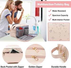 Neceser de Viaje para Mujer, Resistente al Agua, Organizador de Cuero Genuino, Bolsa de Maquillaje de Cuero para Artículos de Aseo, Regalos para Ella - Product Image 4