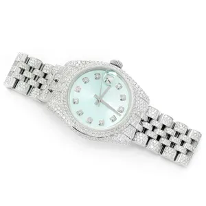 unique <b>Men's</b> Iced Out Moissanite Round Cut Diamond <b>Watch</b> White Gold in <b>Smart</b> Dote Dial Luxury Hip Hop Custom <b>Watch</b> - Product Image 2
