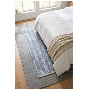 Alfombra de Algodón Tejida a Mano con Diseño de Rayas Texturizadas en Azul y Blanco, con Flecos, para Sala de Estar, Dormitorio, Decoración de Piso, OEM - Product Image 5