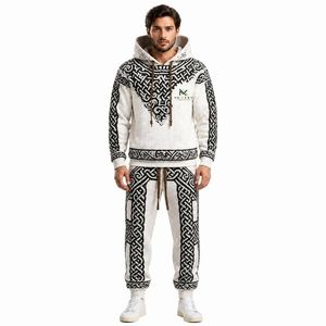 Conjunto de Sudadera con Capucha y Pantalones Deportivos Personalizados para Hombre, con Estampado de Nudo Celta, Transpirables, Ecológicos, de Forro Polar, 2 Piezas, Ropa Urbana de Invierno, Estilo Hip Hop - Product Image 2