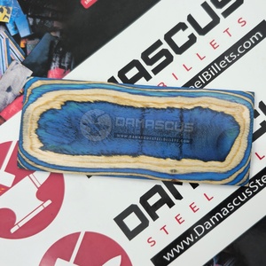 Par de Placas de Resina para Empuñaduras de Cuchillo, Diseño de Lámina de Dólar Azul Zafiro, Lujoso Azul Real y Dorado, Madera de Abedul Laminada - Product Image 5