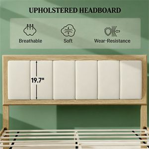 Up-Holstered Bed <b>Frame</b> with Headboard Platform Style Bed - Product Image 4