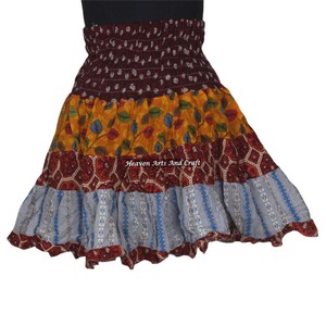 Gypsy Indian Vintage <b>Patchwork</b> Dropped Waist Boho Hippie Festival <b>Skirt</b> Stylish Sexy <b>Skirt</b> Midi Length Cotton Summer Wear - Product Image 1